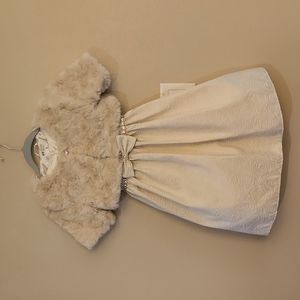 Holiday dress with bolero faux fur jacket